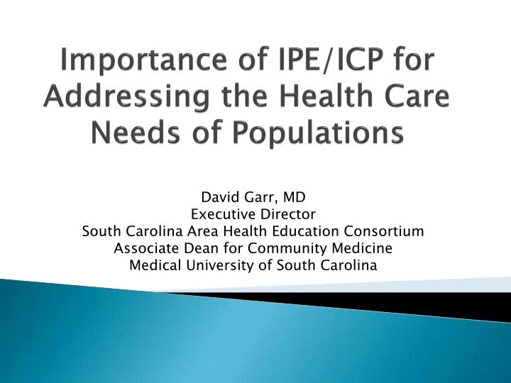 importance of ipe icp for addressing the health care needs of populations