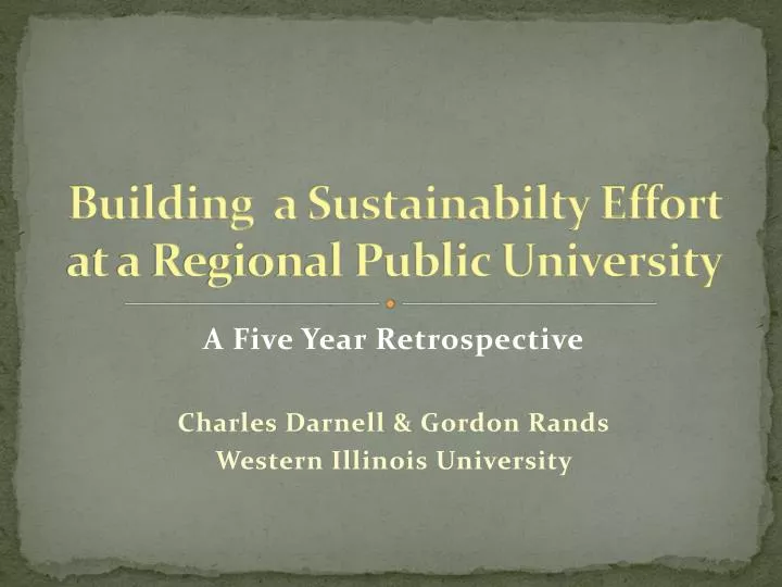 building a sustainabilty effort at a regional public university