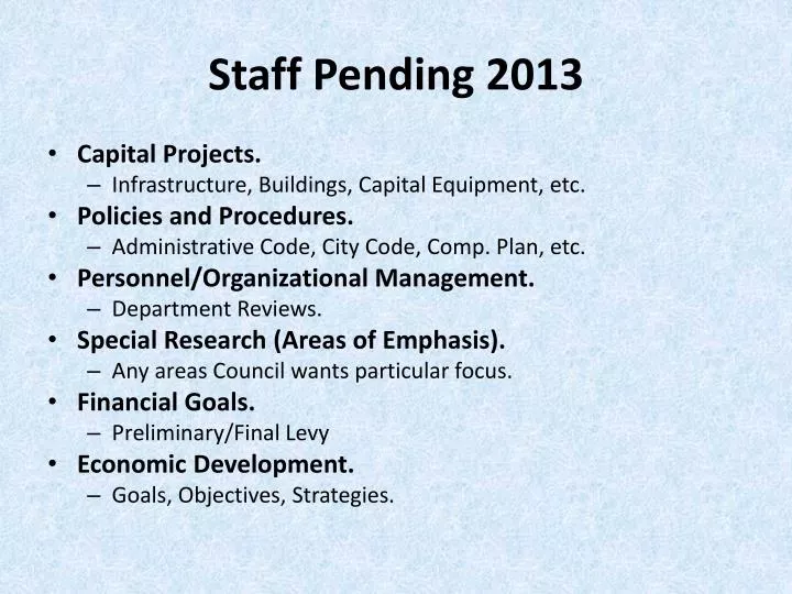 staff pending 2013