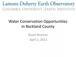 Water Conservation Opportunities in Rockland County