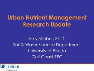Urban Nutrient Management Research Update