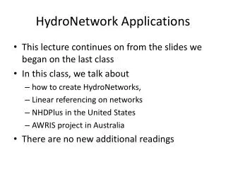 HydroNetwork Applications