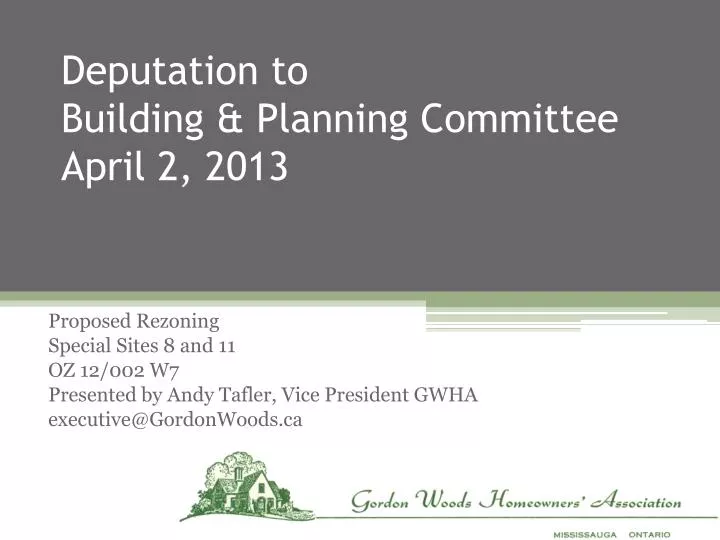 deputation to building planning committee april 2 2013