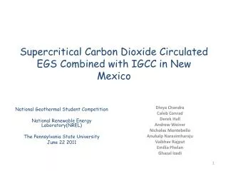 Supercritical Carbon Dioxide Circulated EGS Combined with IGCC in New Mexico