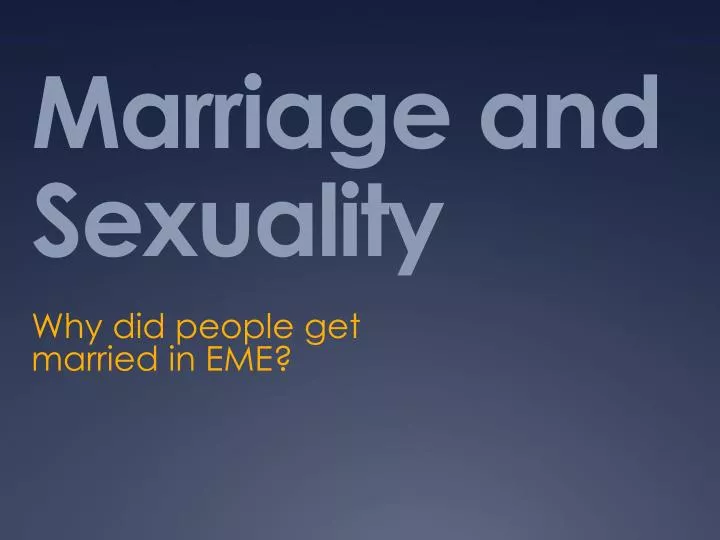 marriage and sexuality