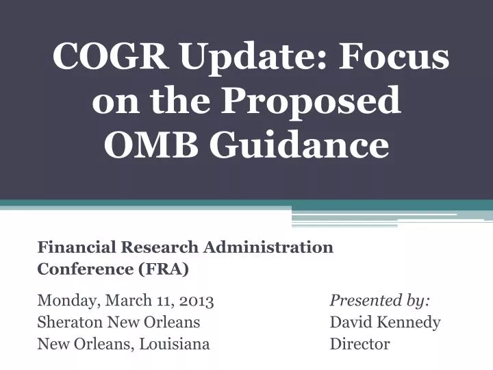 cogr update focus on the proposed omb guidance