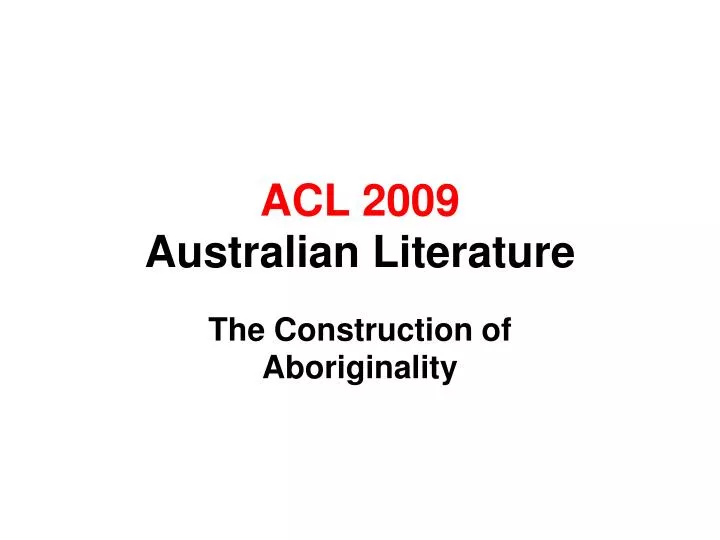 acl 2009 australian literature