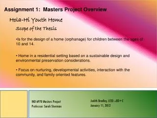 Assignment 1: Masters Project Overview