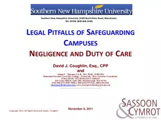 Legal Pitfalls of Safeguarding Campuses Negligence and Duty of Care