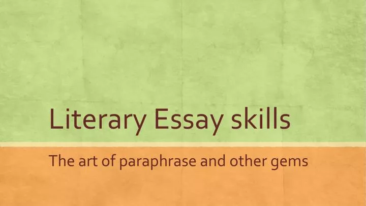 literary essay skills