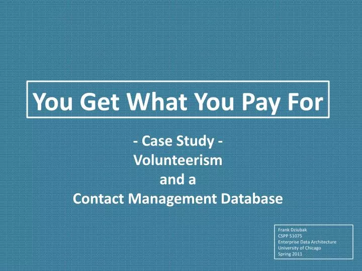 case study volunteerism and a contact management database