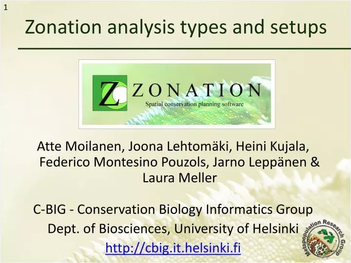 zonation analysis types and setups
