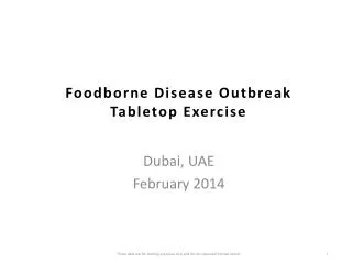 Foodborne Disease Outbreak Tabletop Exercise