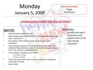 Monday January 5, 2009
