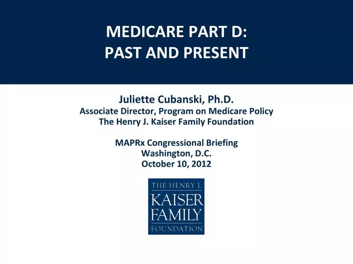 medicare part d past and present