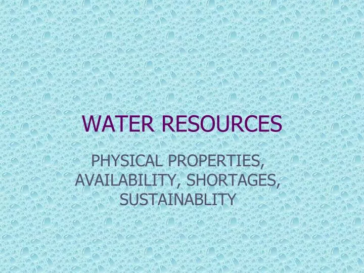 water resources