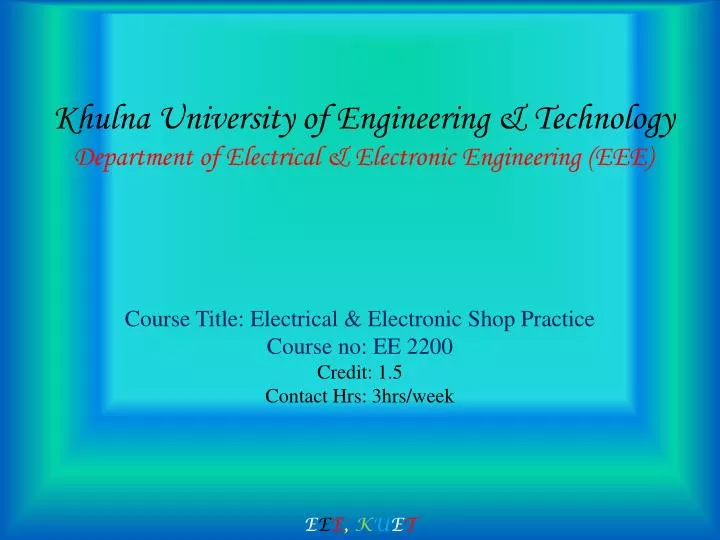 khulna university of engineering technology department of electrical electronic engineering eee