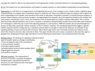 L.O 3.33: The student is able to use representations and appropriate models to describe features of a cell signaling pa