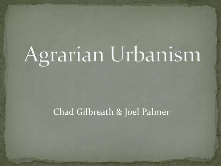 agrarian urbanism