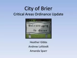 City of Brier Critical Areas Ordinance Update