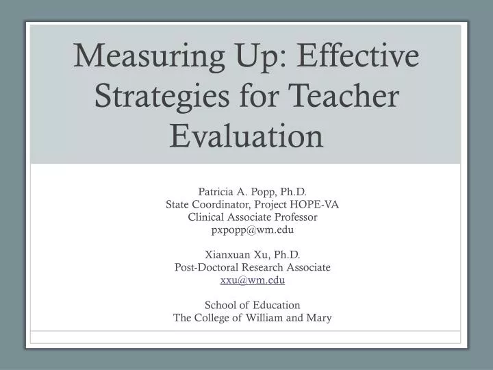 measuring up effective strategies for teacher evaluation
