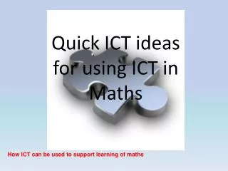 Quick ICT ideas for using ICT in Maths