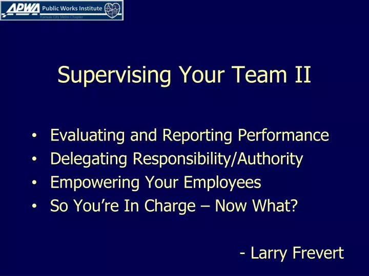 supervising your team ii