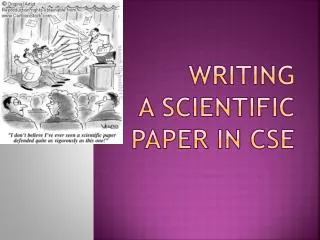 Writing a scientific paper in CSE