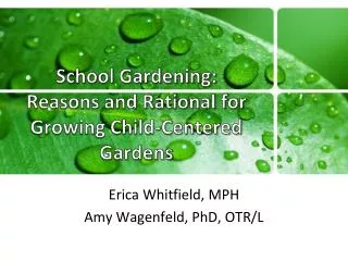 School Gardening: Reasons and Rational for Growing Child?Centered Gardens