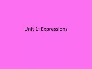 Unit 1: Expressions