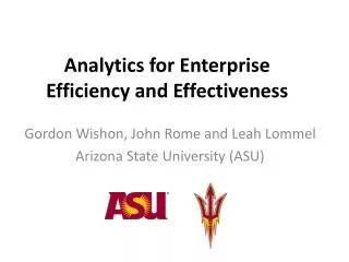Analytics for Enterprise Efficiency and Effectiveness