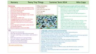 Nursery Teeny Tiny Things Summer Term 2014 Miss Copp