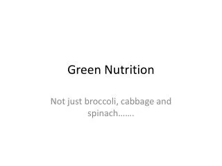 Green Nutrition