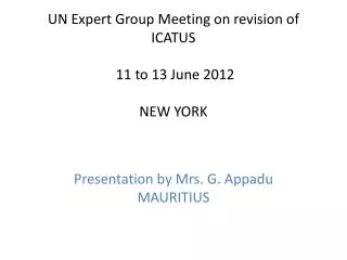 UN Expert Group Meeting on revision of ICATUS 11 to 13 June 2012 NEW YORK
