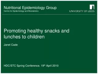 Promoting healthy snacks and lunches to children