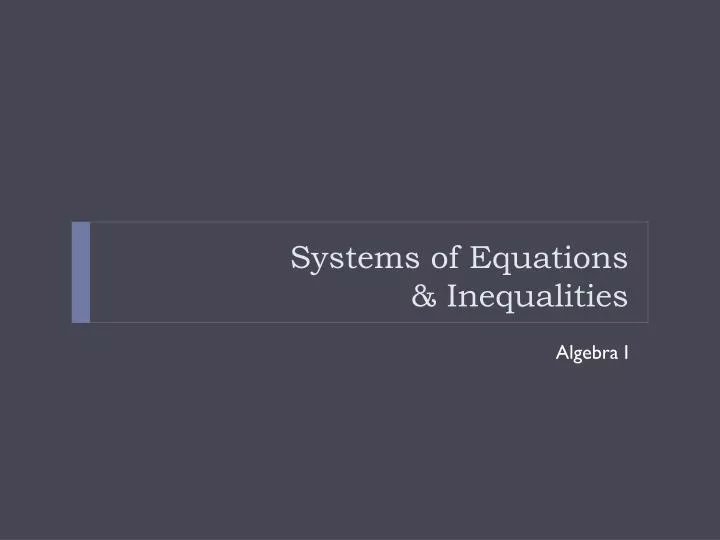 systems of equations inequalities
