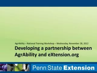 Developing a partnership between AgrAbility and eXtension.org