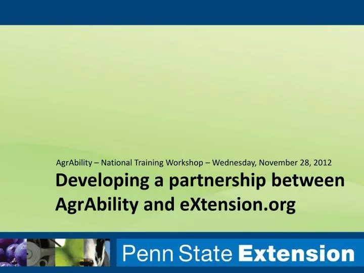 developing a partnership between agrability and extension org