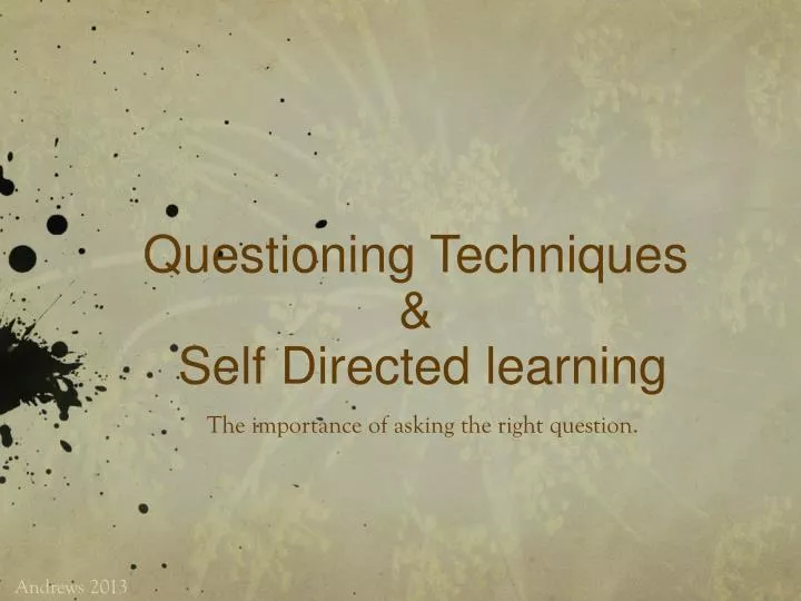 questioning techniques s elf d irected learning