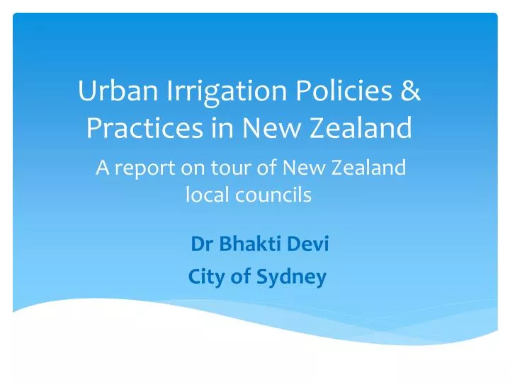 urban irrigation policies practices in new zealand