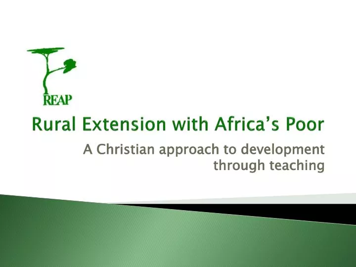 rural extension with africa s poor