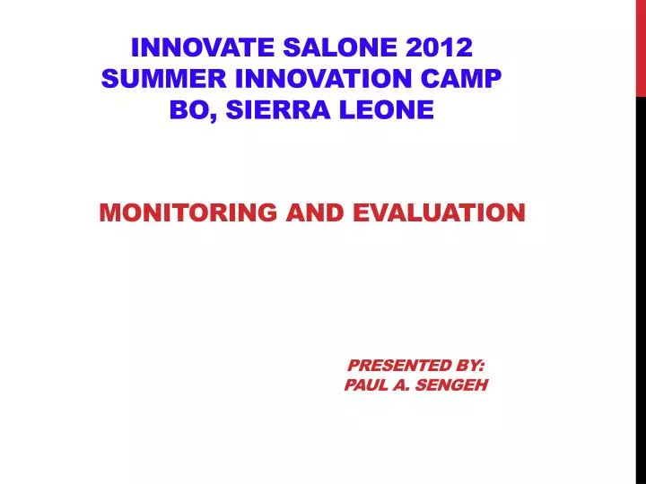 innovate salone 2012 summer innovation camp bo sierra leone
