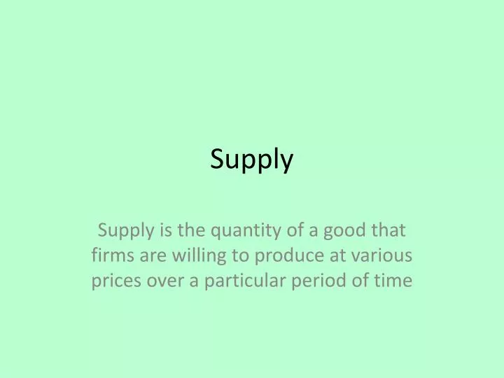 supply