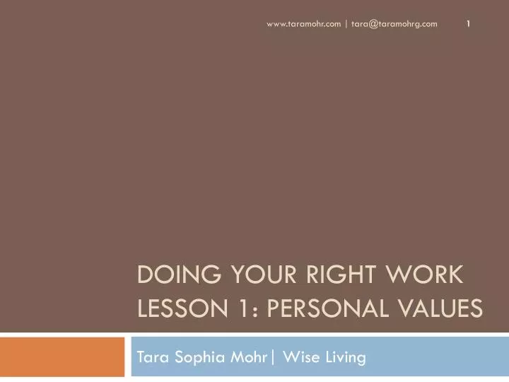doing your right work lesson 1 personal values
