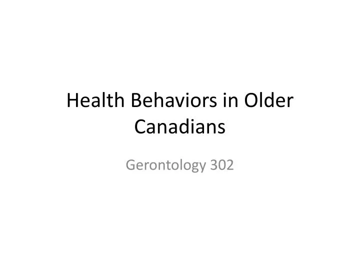 health behaviors in older canadians