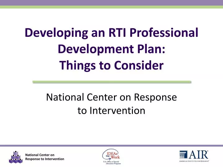 developing an rti professional development plan things to consider
