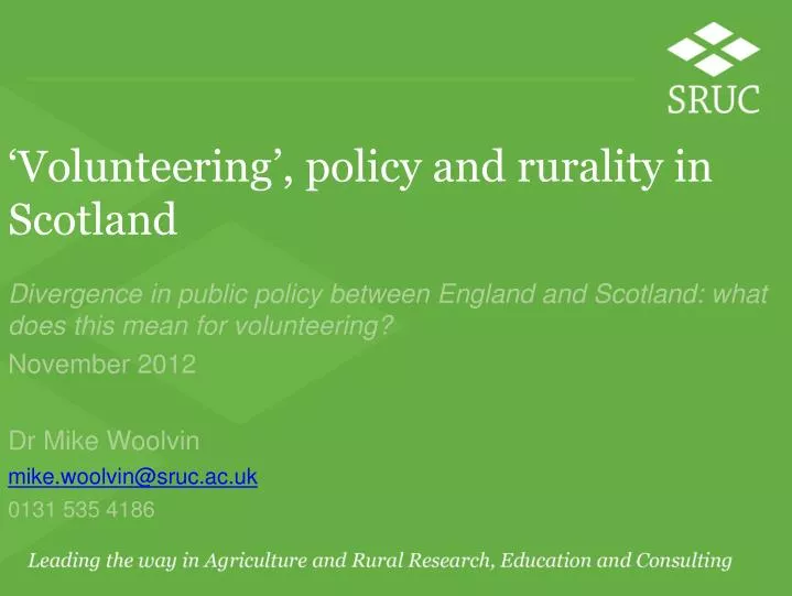 volunteering policy and rurality in scotland