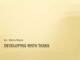 Developing Math Tasks