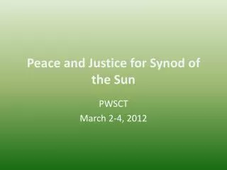 Peace and Justice for Synod of the Sun