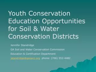 Youth Conservation Education Opportunities for Soil &amp; Water Conservation Districts